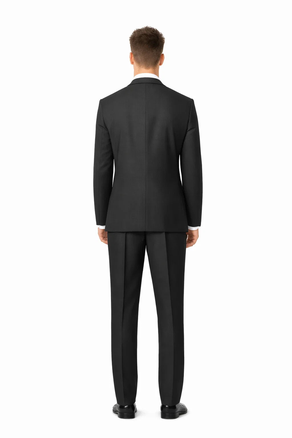 100%Poly Slim Fitted Traditional Fitc Cut 1 Button Black Best Designer One Button Black Tuxedo Suit For Men Slim Fit Black Tuxedo - Skinny Fit Tuxedo - Image 3