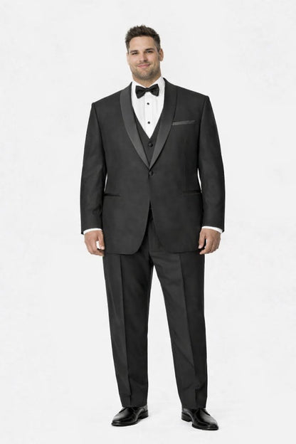 100%Poly Slim Fitted Traditional Fitc Cut 1 Button Black Best Designer One Button Black Tuxedo Suit For Men Slim Fit Black Tuxedo - Skinny Fit Tuxedo - Image 7