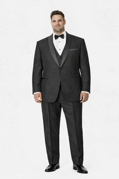 100%Poly Slim Fitted Traditional Fitc Cut 1 Button Black Best Designer One Button Black Tuxedo Suit For Men Slim Fit Black Tuxedo - Skinny Fit Tuxedo - Image 7