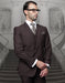 Mens 2 Button Classic Fit Pleated Pant Suit in Big & Tall Sizes in Brown