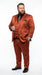 Men’s Rust Copper Coganc Shiny Sateen 3 Piece Suit, Vested Formal Wedding Prom Suit Set Ultra Slim Fit