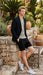 Men’s Black Summer Business Suit with Shorts Pants Set
