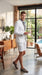 Men’s Cotton Fabric White 2 Piece Summer Suit with Shorts, Casual Beach Wedding and Resort Formal Outfit