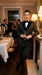 Men’s Double Breasted Suit – Classic Peak Lapel Formal Tuxedo Style Suit for Wedding in Black Ton on Tone Pinstripe