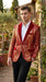 Men’s Red and Gold Sequin Christmas Holiday Blazer – Luxury Party Jacket for New Year, Wedding and Festive Events