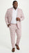 Men’s Pink Plaid Suit with Check Pattern Blazer and Matching Pants, Formal Wedding Party Dress Suit