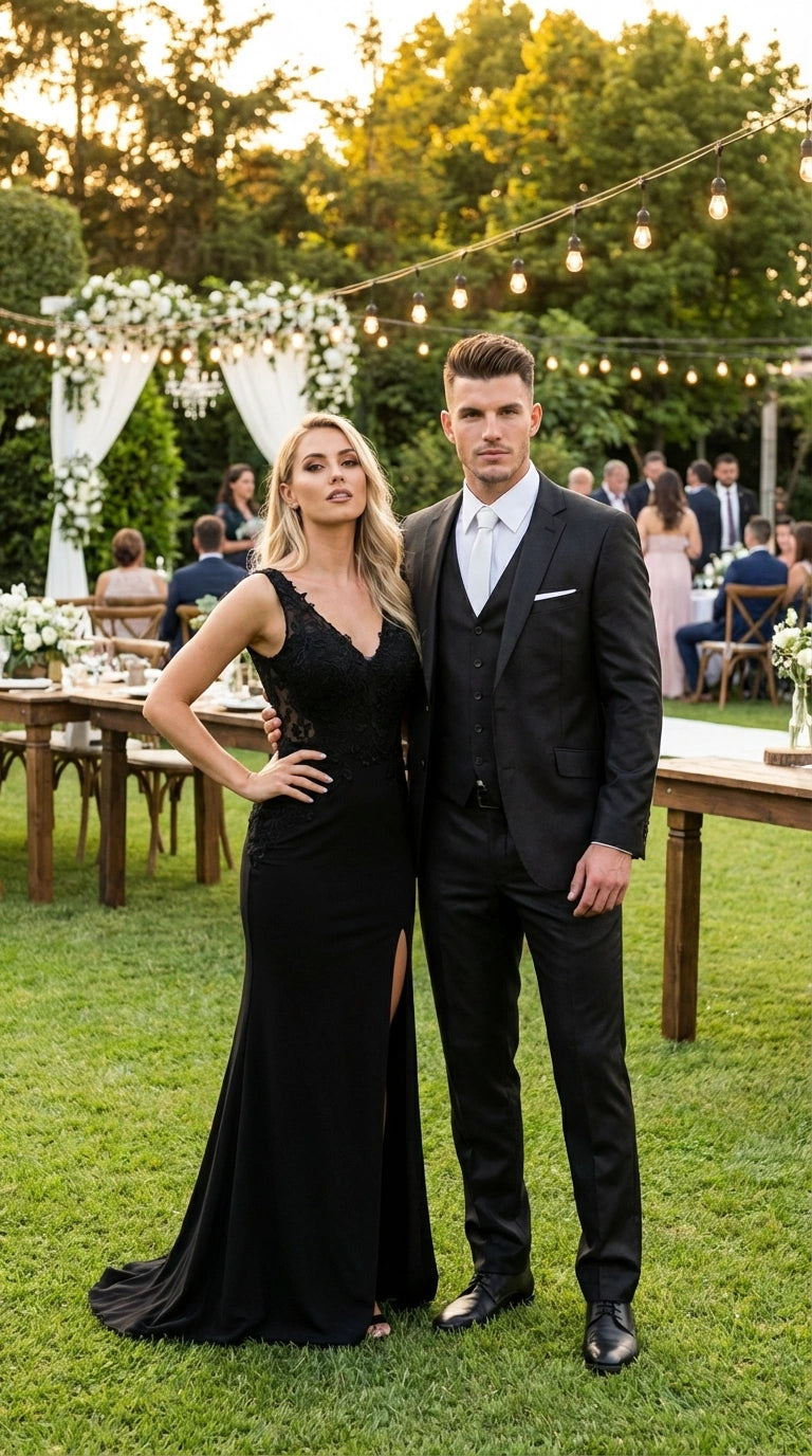 Men’s Black Three Piece Suit –3PC Formal Suit with Vest for Wedding, Prom and Business Events Sharkskin Shiny Fabric  Modern Fit