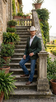 Mens Shiny Dark Green Cowboy Blazer – Western Style Satin Finish Blazer for Party, Country Hunter Color