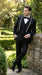 Men’s Black 1 Button Blazer with Shawl Lapel and White Trim, Formal Dinner Jacket Sport Coat
