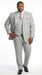 Men’s Light Gray 3 Piece Suit – Ice Silver Gray Formal Suit Set with Vest, Patterned Lapel and Tie for Wedding, Prom and Business Events