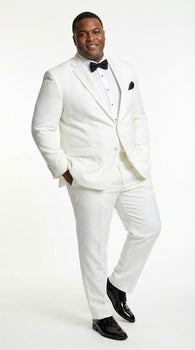 Mens White Wedding Tuxedo Suit – Formal Groom Suit Set Classic Dinner Jacket + White Tuxedo Shirt + Black Bow Tie
