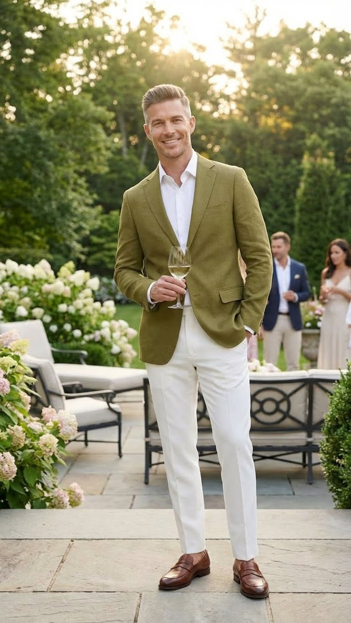Men’s Olive Green Blazer Sport Coat –Fabric Summer in pistachio sage green
