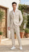Mens Tan Beige Safari Military Walking Suit Set – Casual Two Piece Outfit Lightweight Summer Blazer and Pants Set Classic Casual Wear