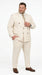 Men’s Cream Off White Pinstripe Linen Pinstripe 2 Piece Double Breasted Suit, Summer Wedding Ivory Color By Vitali