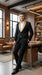 Men’s Black Suit with Gold Lapel – Luxury Formal Tuxedo Style Suit for Wedding, Prom, Party and Evening Wear