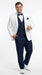 Men’s White and Navy blue tuxedo  3 Piece Suit – Classic White Blazer with Navy Vest and Pants for Wedding, Party + Bowtie
