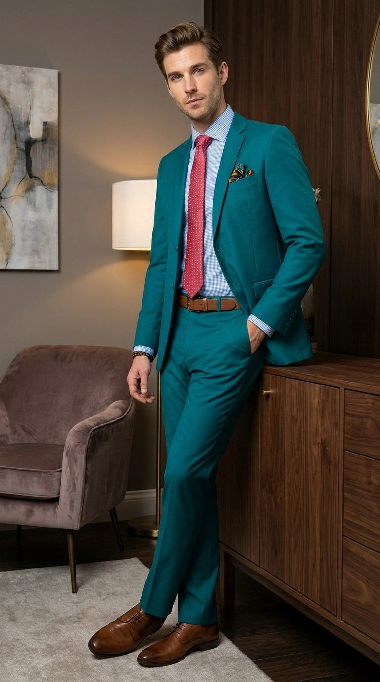 Men’s Teal Green Dark Turquoise Suit – Elegant Formal Suit for Business, Wedding, Party and Modern Style Wear Modern Fit