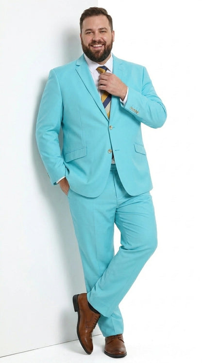 Men’s Aqua Blue 2 Piece 2 Button Suit, Formal Dress Suit for Weddings, Prom, Parties, Summer Events, Turquoise Light blue Modern Fit