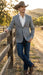 Men's Grey Tweed Herringbone Western Blazer Jacket  Style Look, Textured Formal Casual Sport Coat for Jeans