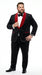 Men’s Black Paisley 2 Piece Suit with Red Shawl Lapel, Formal Wedding Prom Party Suit Set