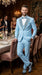 Mens Light Blue 3 Piece Prom Tuxedo – Sky Blue Formal Suit with Sequin Lapel Wedding Party Tuxedo Set in Baby Blue