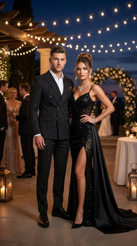 Men's Black Pinstripe Tuxedo Suit – Classic  & 1920s Gangster Formal Wear Vintage 1940s 1930s Look