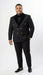 Men’s Black Double Breasted Tuxedo Suit – Luxury Formal Dinner Jacket Gold Buttons Velvet Lapel