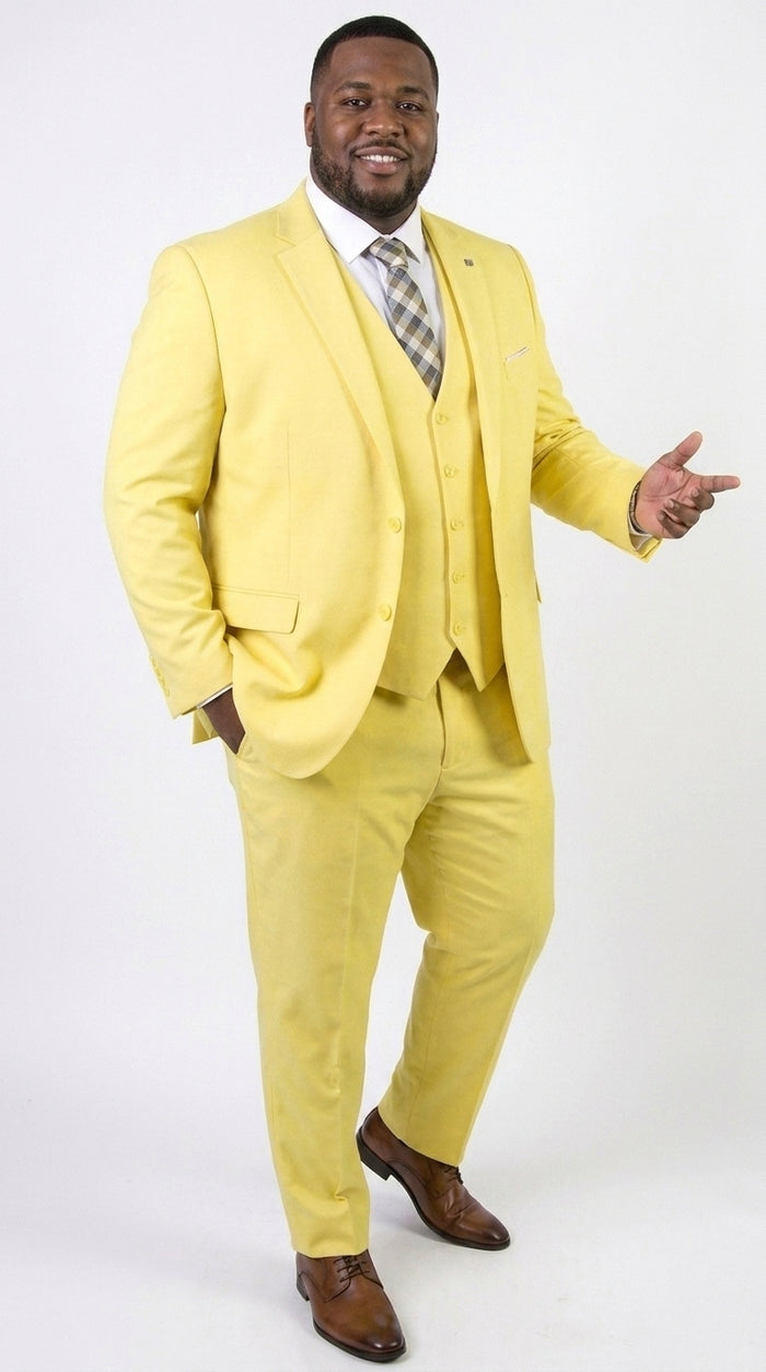 Men’s Neon Yellow Wool Suit – Bright Yellow 3-Piece Wedding, Prom & Formal Suit with Vest By Statement