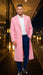 Men’s Pink Wool Blend Long Overcoat – Slim Fit Tailored Winter Coat - Carcoat - Topcoat