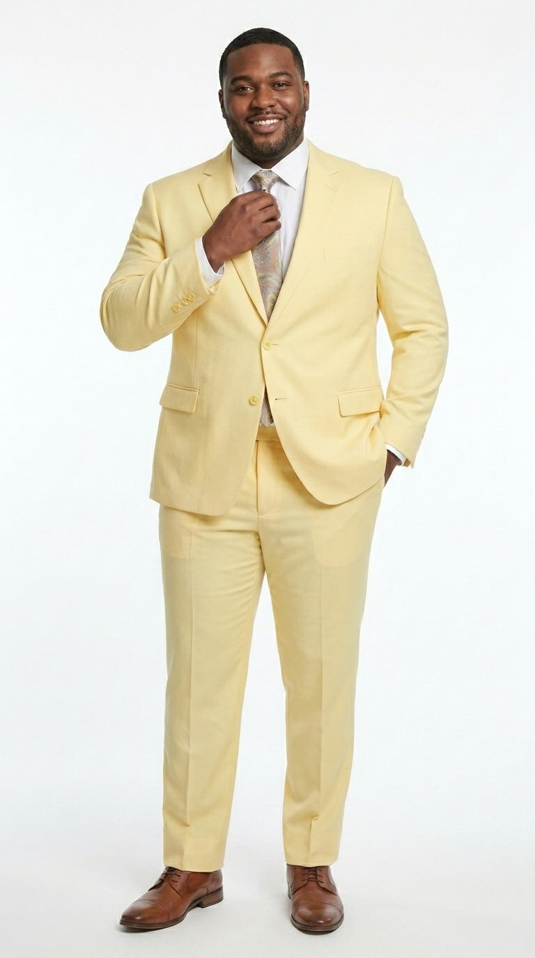 Men’s Pale Yellow 2 Piece Suit, Formal Dress Suit for Weddings, Prom, Parties, Summer Events, and Special Occasions By Vitali Modern Fit