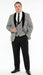 Men’s Black and White Houndstooth Tuxedo Set with Velvet Shawl Lapel | 3-Piece Formal Suit with Double-Breasted Vest