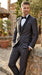 Men’s Shiny Sateen Charcoal Gray Tuxedo 3 Piece Suit with Black Shawl Lapel | Formal Wedding Prom Suit Sharkskin