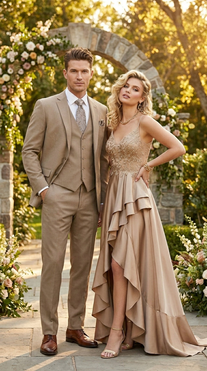 Big And Tall Men's Plus Size Men's Suits For Big Guys Beige