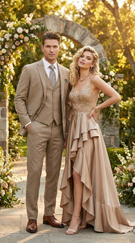 Big And Tall Men's Plus Size Men's Suits For Big Guys Beige