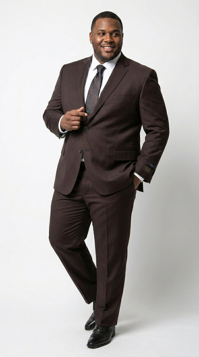 Men’s Tiglio Italian Brown Suit with Two Button Blazer and Matching Pants, Formal Business Wedding Suit
