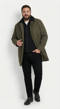 Mens Olive Brown Trench Coat Raincoat – Classic Water Resistant Long Coat with Zip and Button Closure for Business, Travel and Everyday Outerwear
