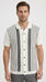 Mens White and Charcoal Gray Stripe Walking Suit Plus Matching Pants – Short Sleeve Button Shirt and Pants Casual Summer Outfit for Travel, Vacation and Everyday Wear