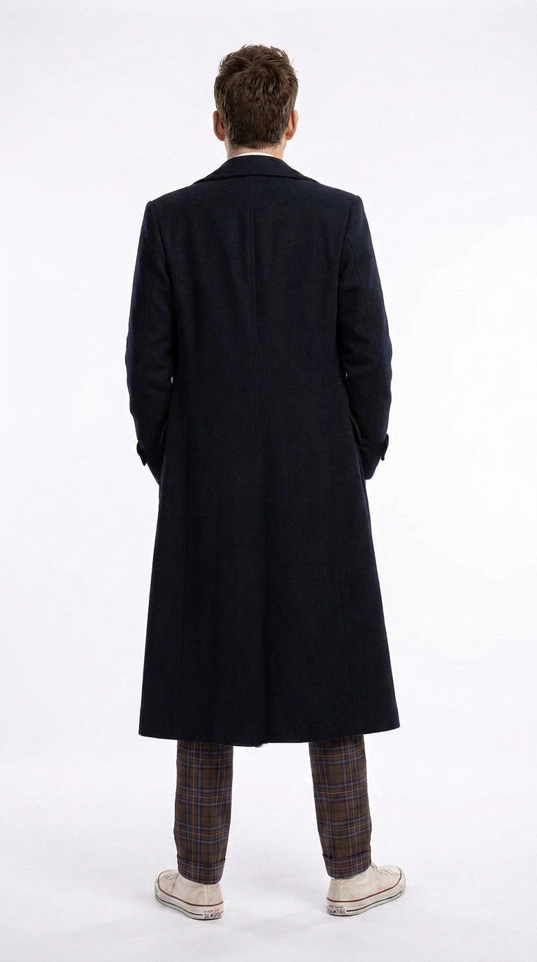 Men’s Black Long Overcoat – Doctor Who Fourteenth Doctor David Tennant Inspired Costume Coat