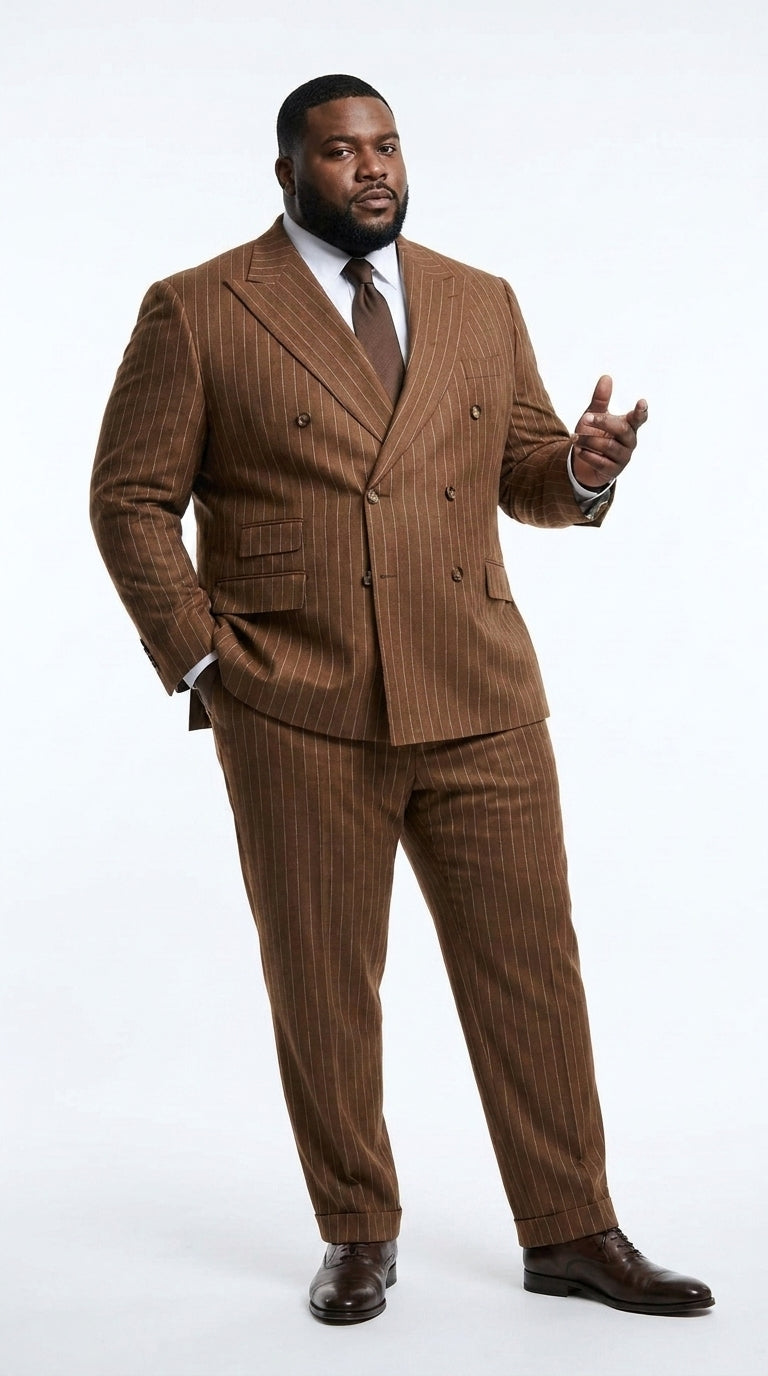 38 Men's Vintage Brown Pinstripe Double-Breasted Suit – Classic