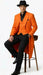 Men’s halloween Costume Orange Long Zoot Suit Set With Black Shirt and Black Pants included
