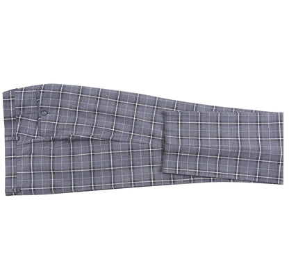 293-14 Men's Classic Fit Single Breasted Grey & White Check Suits - Image 10