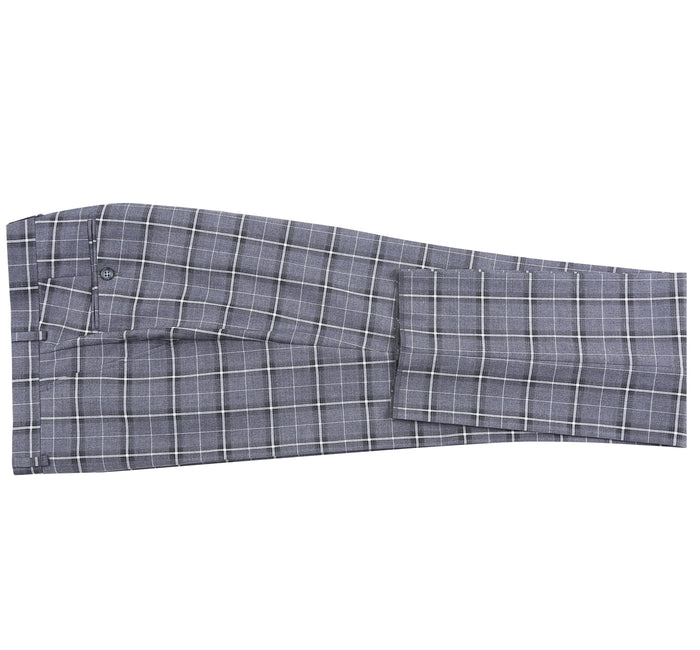 293-14 Men's Classic Fit Single Breasted Grey & White Check Suits - Image 10
