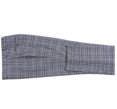 293-14 Men's Classic Fit Single Breasted Grey & White Check Suits - Image 10