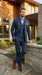 Men’s Pleated Pants Dark Blue Denim 3 Piece Suit – 100% Cotton Formal Suit Set, Blazer Vest Pants Outfit Classic Fit Athletic Fit Lose Fit