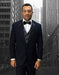 Mens Vested One Button Notch Lapel Wool Tuxedo in Navy Blue