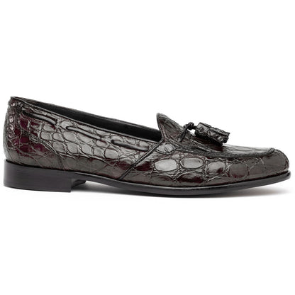 Zelli Franco Genuine Caiman Crocodile Tassel Loafers in Nicotine
