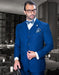 Mens 2 Button Classic Fit Pleated Pant Suit in Big & Tall Sizes in Sapphire Blue