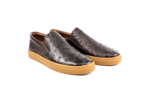 P01301 Grafton Genuine Ostrich Fashion Loafer- Brown