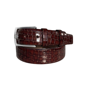 CBelt -3470 Croco Leather Belt - Tabbaco