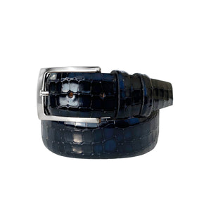 CBelt -3470 Croco Leather Belt - Navy